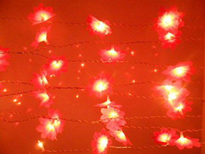 tu casa DW-236-11 Plumeria Flower String Light (Dark Red)