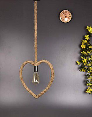 Tu Casa HG-01 Heart Shape Rope pendent Light Jute Rope Holder Type e-27 Size 13x1x 43"-(Bulb not Included)