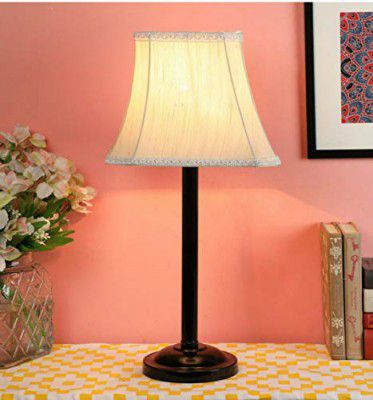 tu casa Ntu-33 Off White Cotton Shade Table lamp with Metal Base by tu casa Holder Type e-27 (Bulb not Included)