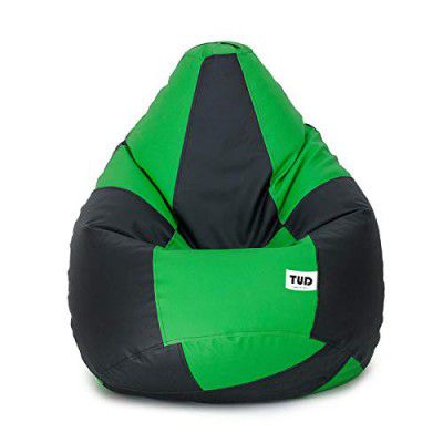 TUD Classic XXXL Bean Bag Filled (with Beans) Colour -Black Neon Green Check