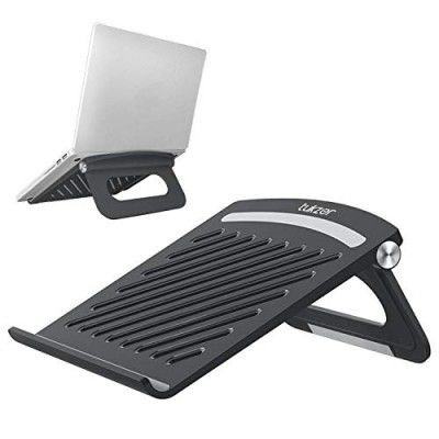 Tukzer Foldable Laptop & Tablet Stand Riser for Laptop/MacBook/Notebook Up to 15.6-Inches, with Multi-Angle Adjustment, Lightweight & Ergonomically Designed (Black)