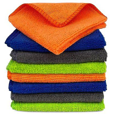 Tukzer Multi-Purpose Microfiber Cloths, (Multi-Color | 8 Pcs 25 X 25 cms)