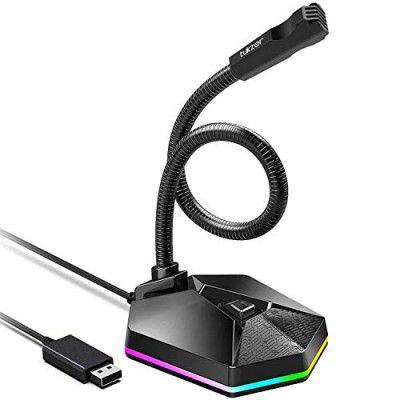 Tukzer RGB Streaming USB Gaming Microphone Flexible Arm| Omnidirectional Condenser (Black)