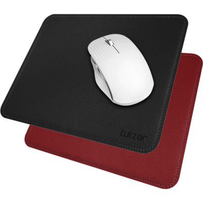 Tukzer Vegan PU Leather Mouse Pad for Laptop Notebook Gaming Computer (9.8 X 8.2 Inch | Black-Red)