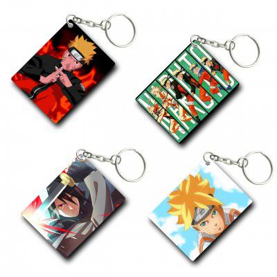 TULOSTA Premium (Pack of 4) Anime Printed Keychain For Bike, Scooty, Car, Acrylic Keyholder