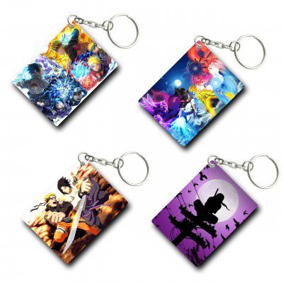 TULOSTA Premium (Pack of 4) Anime Printed Keychain For Bike, Scooty, Car, Acrylic Keyholder