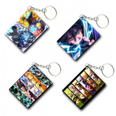 TULOSTA Premium (Pack of 4) Anime Printed Keychain For Bike, Scooty, Car, Acrylic Keyholder