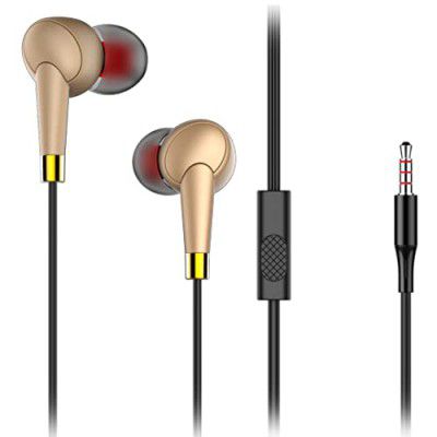 tunez Dhwani D30 in Ear Wired Earphone with Supreme Sound Quality and Passive Noise Isolation with 10mm Dynamic Drivers, in Built mic and 3.5mm Jack(Gold)