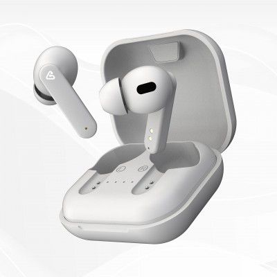 tunez Elements E20 True Wireless Earbuds with Bluetooth V5.0,MAXX -BASS, 15 Hours Extra Battery Life with case, Smart Touch Controllers with Ergonomic fit, Water Resistant, Built-in Mic (White)