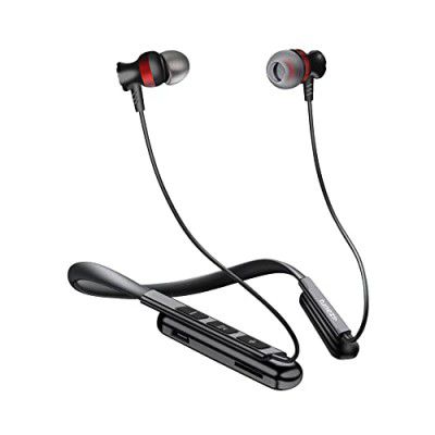 tunez Rhythm R16 in Ear Wireless Bluetooth Neckband Earphone with 10mm Drivers, Bluetooth Version V5.0+EDR, 30 Hours Playtime, Magnetic Earbuds, IPX4 Rated(Black)