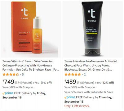 Twasa Products Apply 50% Coupon