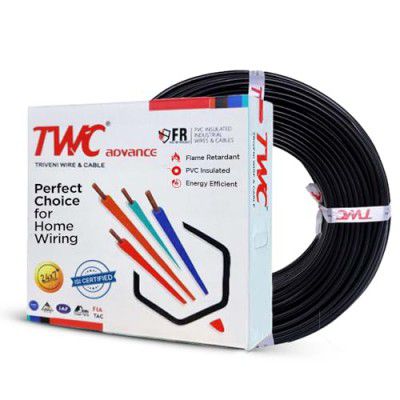 TWC Advance Single Core Electrical Wire |Black, 45 Meter, 2.5 SQ.MM. |PVC electrical insulated copper wire | Cable for Domestic & Industrial Connection purpose | Flame Resistant |