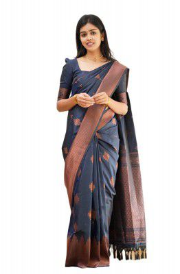 Twixxle Women's Woven Kanjivaram Pattu Silk Saree With Blouse Piece Soft Finish Banarasi Silk Saree