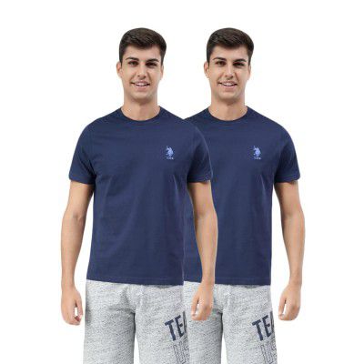 U.S. POLO ASSN. Mens Crew Neck Embroidered Logo I633 Lounge T-Shirt - Pack of 2