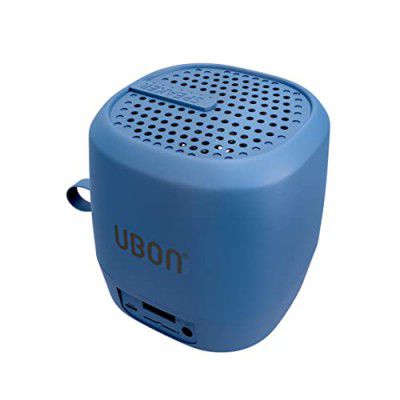 UBON Latest TWS Wireless Ultra Portable Mini Speaker Deep Bass Immersive Sound Bluetooth v5.0 & Chargeable 4Hrs Playtime, AUX | USB | Micro SD | 800mAh Battery | 100Hz-20KHz Frequency (Blue)