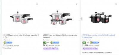 Ucook Pressure Cooker Set at Minimum 70% off