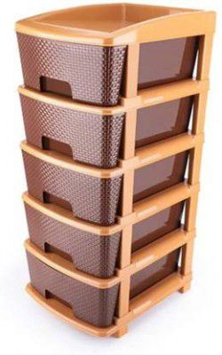 UKRAINEZ 5 Compartments Plastic Chest of Drawers  (Brown)