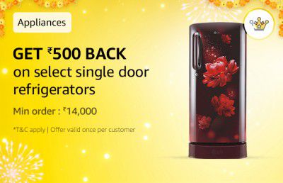 Amazon Great Indian Festival: ₹500 Cashback on Single Door Refrigerators with 750 Diamonds