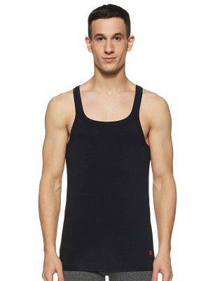 Underjeans Mens Solid Cotton Blend Vest