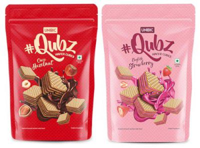 Unibic English Strawberry Crispy Wafer Cubes 150g, Waffer cookie with Creme-Filling Delicious and Healthy Snacks & Unibic Chocolate Hazelnut Crispy Wafer Cubes 150g, Waffer cookie with Creme-Filling