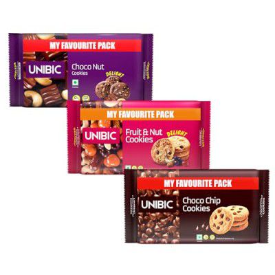 Unibic Foods India Pvt LTD Assorted Cookies|Fruit & Nut, Choconut, Chocochip|Combo Gift Pack|Pack Of 3|900 Gm