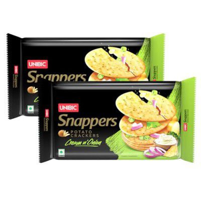 Unibic Foods India Pvt Snappers Cream & Onion | Thin Potato Biscuits | Flavoured Crisps | 600G