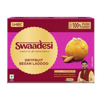 Unibic Swaadesi Dryfruit Besan Laddoo I Made with Pure Desi Ghee - 240 gm