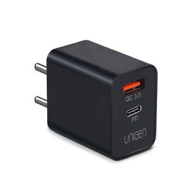 UNIGEN 20W Dual Port USB & Type C PD Fast Charger Adapter