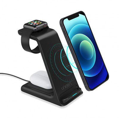 UNIGEN UNIDOCK 250 3-in-1 Qi Certified 15W Type-C PD Wireless Charging Station for iWatch, AirPods, iPhone & Qi Devices