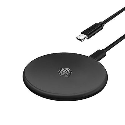 UNIGEN UNIPAD 200 Wireless Charger, 15W Qi Fast Wireless Charging Pad [Type-C to C Cable] Compatible with All Wireless Compatible Smartphones & Earbuds (BK)