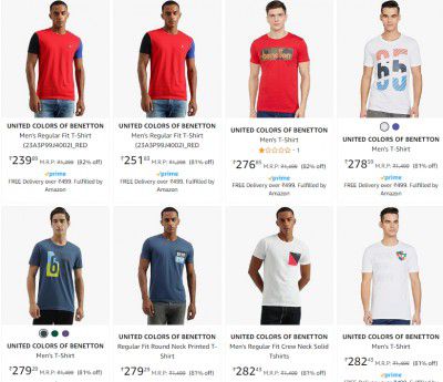 United Colors of Benetton Men's T-Shirt Upto 84% Off | Starts ₹203