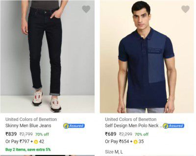 United Colors of Benetton T-shirts, Jeans Min.70% off