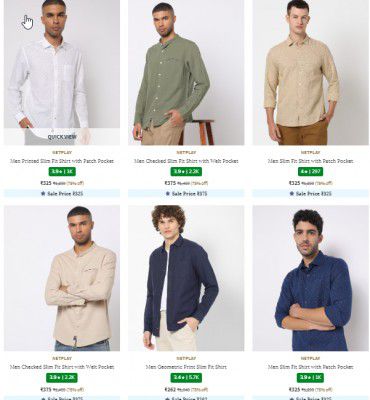 Upto 66% Off On Netplay Men's Shirts Starting from Rs 250