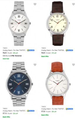 Upto 75% | Timex Wrist Watches Starts ₹379