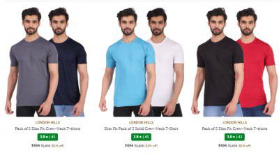 Upto 82% Off On London Hills Men's T-Shirt's Starting from Rs 494