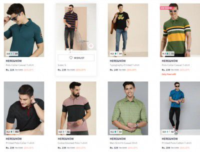 Upto 88% Off  HERE & NOW Clothing For Men's