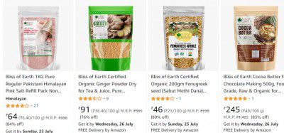 Upto 85% Off On Bliss Of Earth Grocery Products.