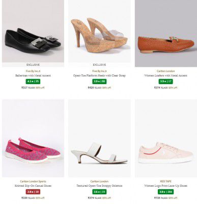 AJIO  : Upto 86% Off On Top Branded Women Footwears