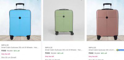 Upto 90% Off On Impulse Suitcases Starst at ₹999