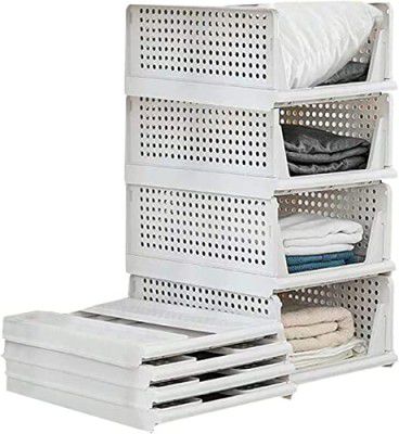 URBAN LUXY Plastic Collapsible Wardrobe (3Pcs-Big, White), Outside