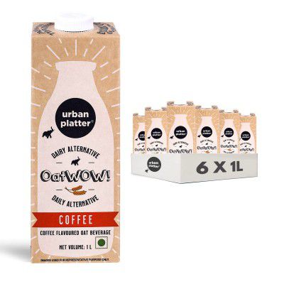 Urban Platter OatWOW Coffee Oat Beverage, 1L [Plant-based/Vegan Milk Alternative] [Pack of 6]