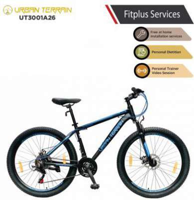 Urban Terrain UT3001A26 Alloy MTB with 21 Shimano Gear and Installation services 26 T Mountain/Hardtail Cycle (21 Gear, Black)