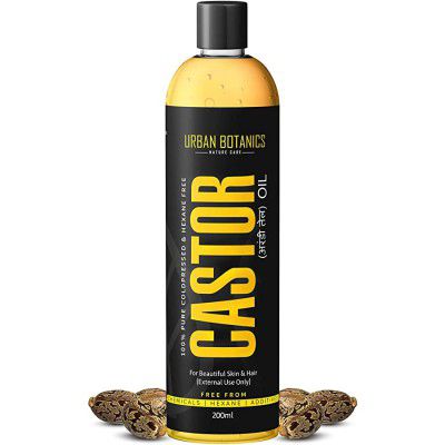 UrbanBotanics® Cold Pressed Castor Oil for Hair Growth, Skin Care, Moisturising Dry Skin, Nails, Eyelash - Virgin Grade - Organic - 200ml