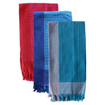 Urbane Home Kitchen Towel | Cotton VSL WFL Pattern Super Absorbent Dish Cloth Set of 3 (Multicolor)