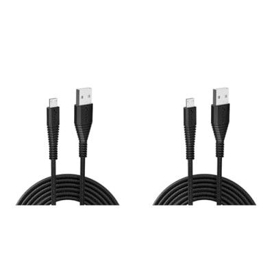 URBN USB Micro 3.4A Fast Charging Cable - 5ft, Unbreakable Nylon Braided, Quick Charge Compatible with Samsung & Micro USB Devices, Data Transfer, Tangle-Free - Black (Pack of 2)