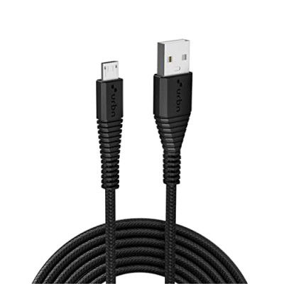 URBN USB Micro 3.4A Fast Charging Cable - 5ft, Unbreakable Nylon Braided, Quick Charge Compatible with Samsung & Micro USB Devices, Data Transfer, Tangle-Free - Black