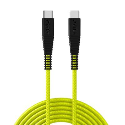 URBN Usb Type-C To Type-C Cable | 65W Fast Charging Pd, Data Transfer | Unbreakable Nylon Braided, Made For iPhone 15, Smartphones, Laptops, Macbooks | 5Ft - Neon, Green