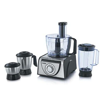 Usha FP 3810 Food Processor 1000 Watts Copper Motor with 13 Accessories(Premium SS Finish), Black and Steel