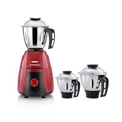 Usha Powerspin 750 Watt Mixer Grinder, 3 Stainless Steel Jars with handle (Maroon & Black) with 2 years Product Warranty & 5 Years Motor Warranty