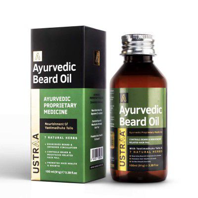 Ustraa Ayurvedic Beard Growth Oil - 100ml | Beard Growth Oil For Men